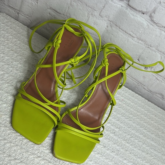 ASOS NAIROBI STAPPY TIE LEG HIGH HEELED SANDLES IN GREEN - Picture 4 of 8